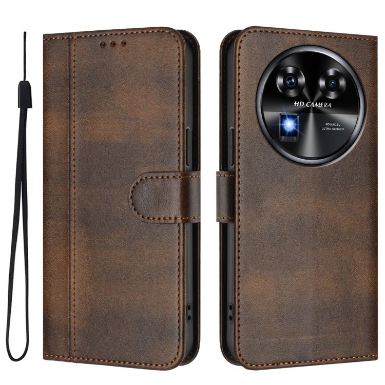 For Oukitel C37 Line Splicing Buckle Retro Leather Phone Case
