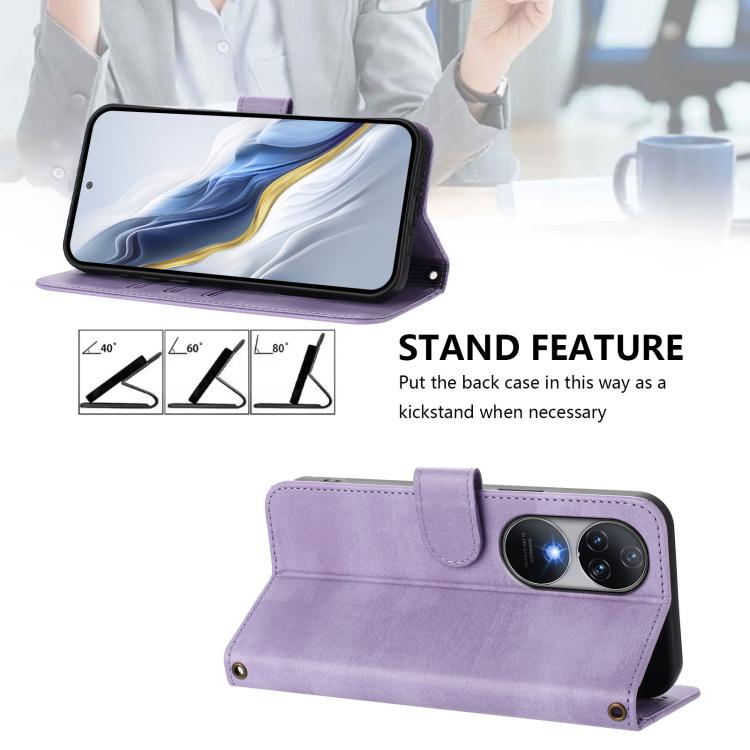 For Oukitel C38 Line Splicing Buckle Retro Leather Phone Case