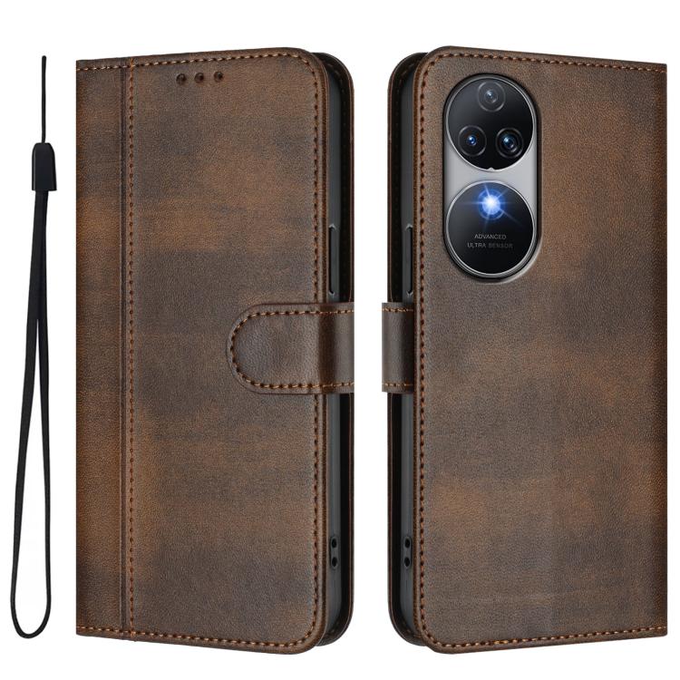 For Oukitel C38 Line Splicing Buckle Retro Leather Phone Case