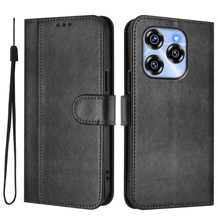 For Oukitel C50 Line Splicing Buckle Retro Leather Phone Case