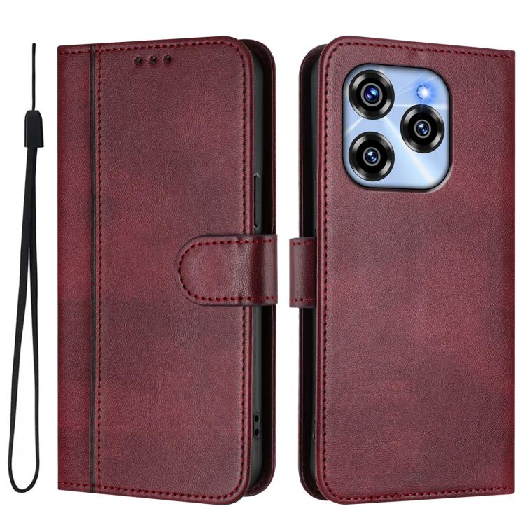 For Oukitel C50 Line Splicing Buckle Retro Leather Phone Case