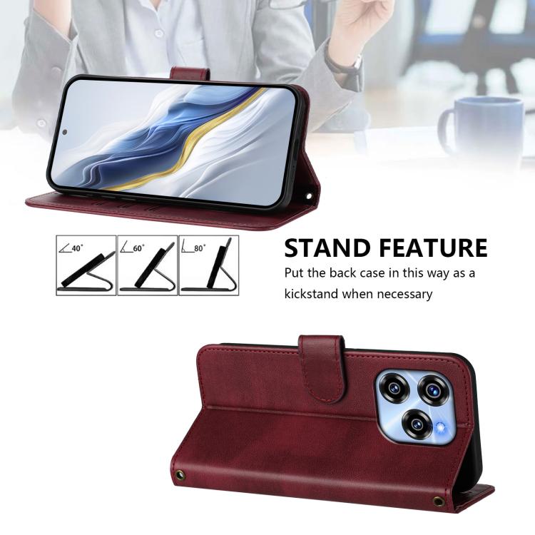 For Oukitel C50 Line Splicing Buckle Retro Leather Phone Case