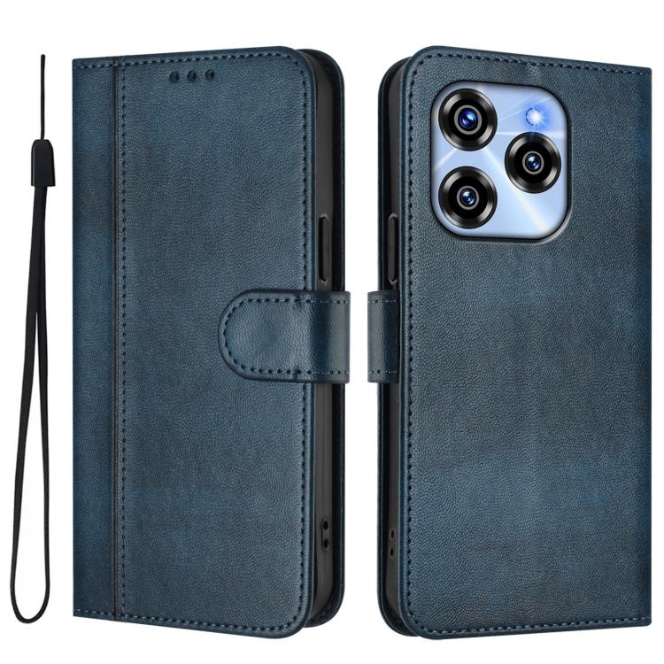 For Oukitel C50 Line Splicing Buckle Retro Leather Phone Case
