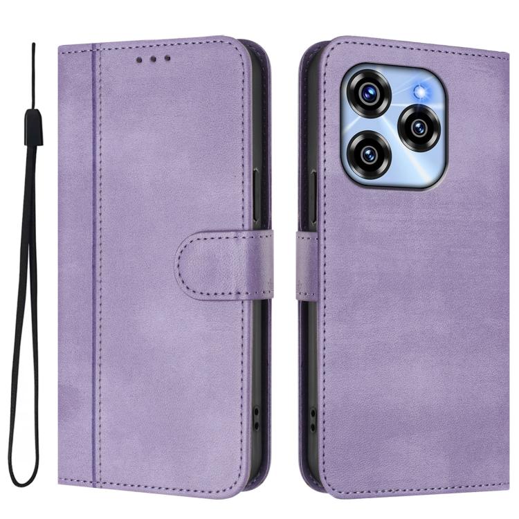 For Oukitel C50 Line Splicing Buckle Retro Leather Phone Case