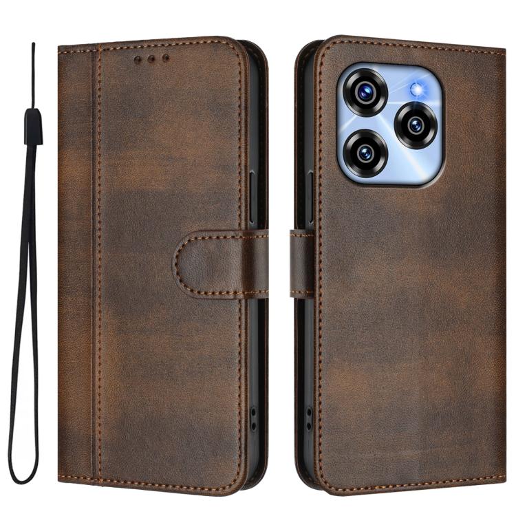 For Oukitel C50 Line Splicing Buckle Retro Leather Phone Case