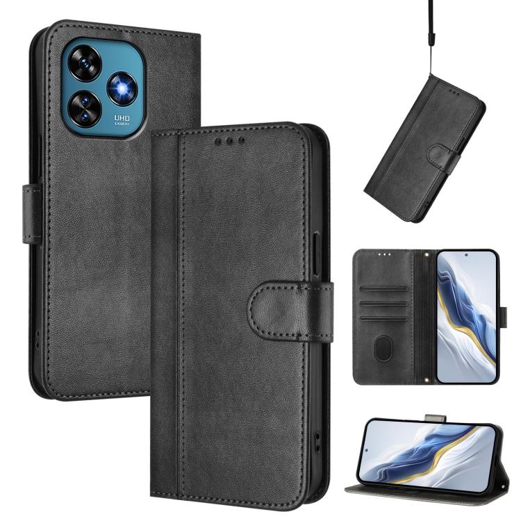 For Oukitel C51 Line Splicing Buckle Retro Leather Phone Case