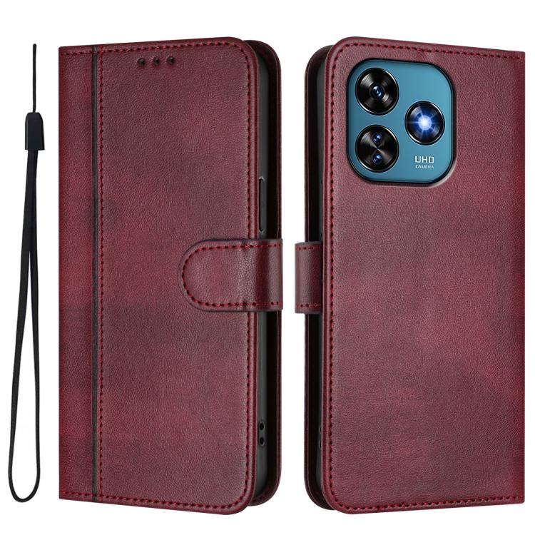 For Oukitel C51 Line Splicing Buckle Retro Leather Phone Case