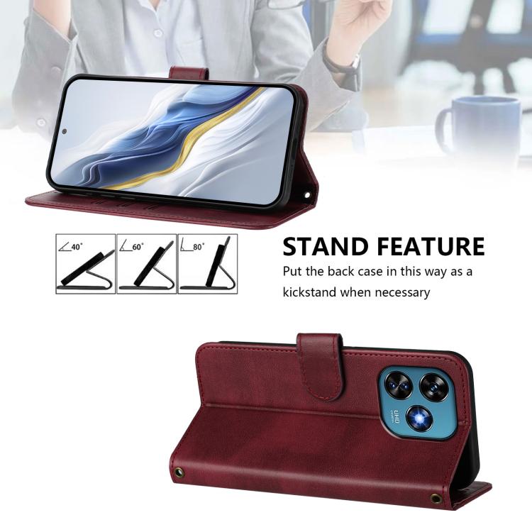 For Oukitel C51 Line Splicing Buckle Retro Leather Phone Case