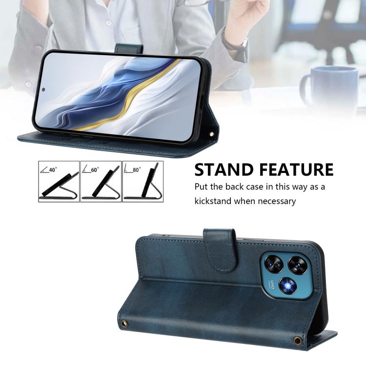 For Oukitel C51 Line Splicing Buckle Retro Leather Phone Case