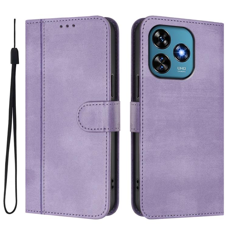 For Oukitel C51 Line Splicing Buckle Retro Leather Phone Case