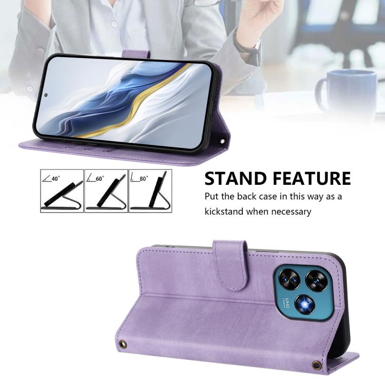 For Oukitel C51 Line Splicing Buckle Retro Leather Phone Case