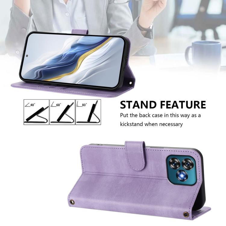 For Oukitel C53 Line Splicing Buckle Retro Leather Phone Case