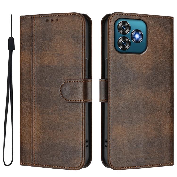For Oukitel C53 Line Splicing Buckle Retro Leather Phone Case