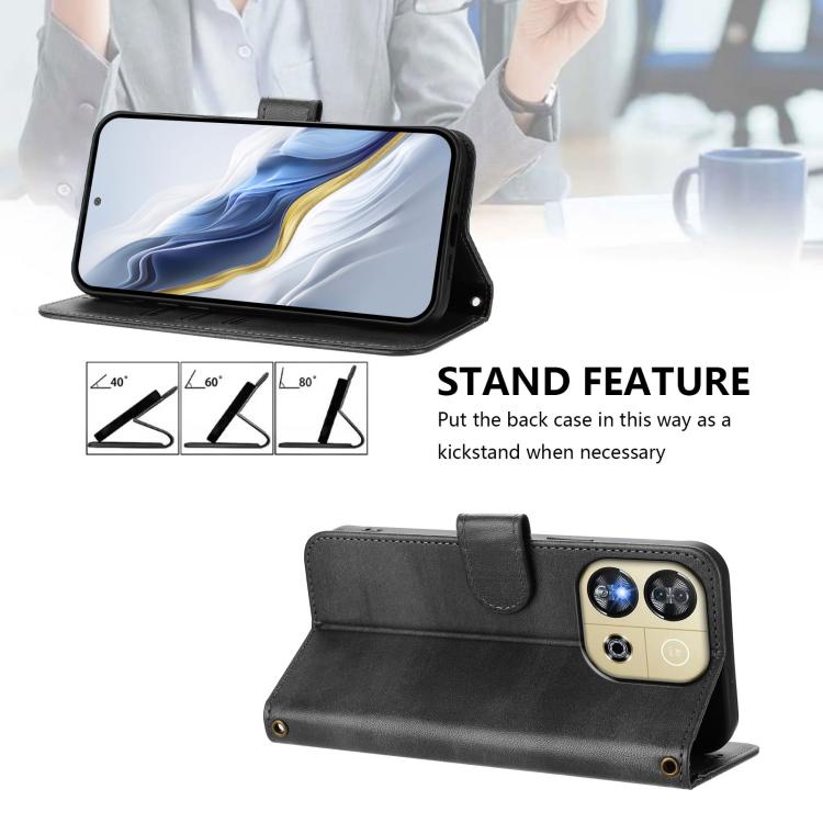 For Oukitel C57S / C57 Pro / Blu J12 Line Splicing Buckle Retro Leather Phone Case