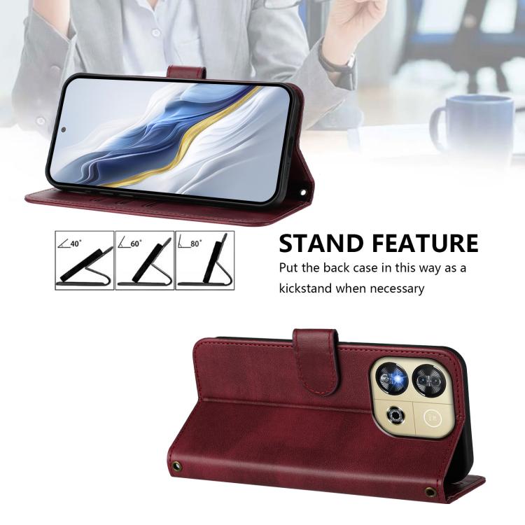For Oukitel C57S / C57 Pro / Blu J12 Line Splicing Buckle Retro Leather Phone Case