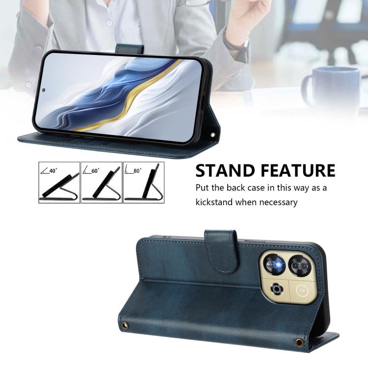 For Oukitel C57S / C57 Pro / Blu J12 Line Splicing Buckle Retro Leather Phone Case