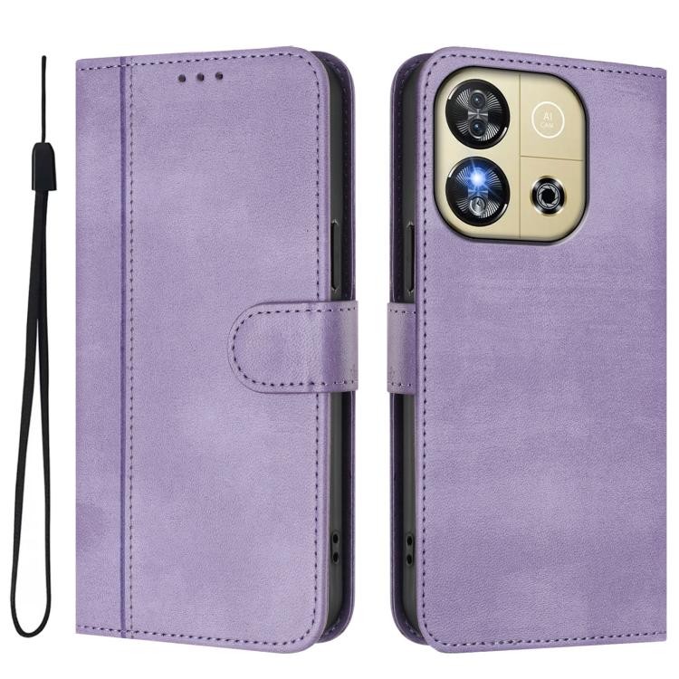 For Oukitel C57S / C57 Pro / Blu J12 Line Splicing Buckle Retro Leather Phone Case