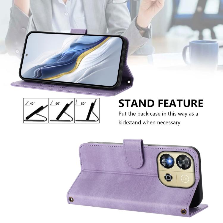 For Oukitel C57S / C57 Pro / Blu J12 Line Splicing Buckle Retro Leather Phone Case