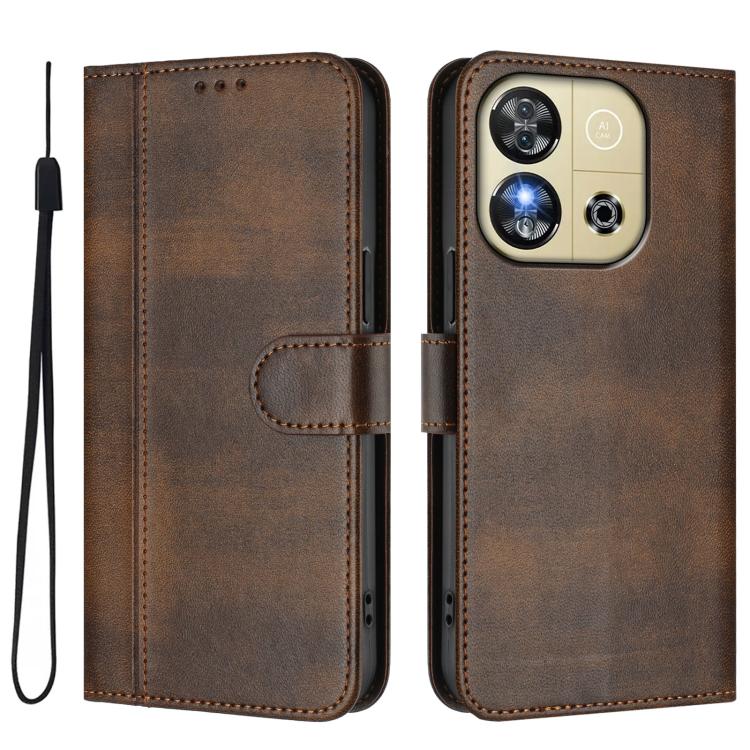 For Oukitel C57S / C57 Pro / Blu J12 Line Splicing Buckle Retro Leather Phone Case
