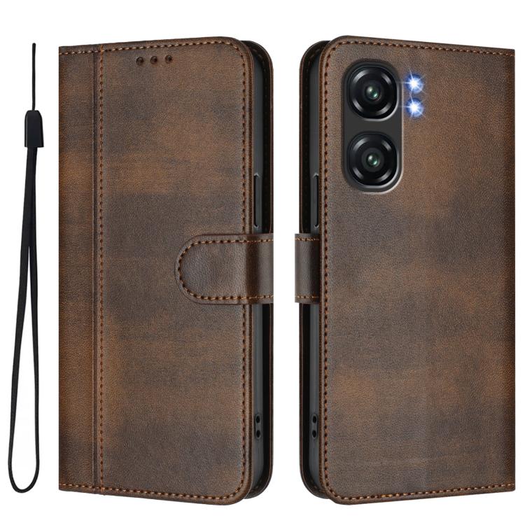 For Oukitel C58 / C58 Pro Line Splicing Buckle Retro Leather Phone Case