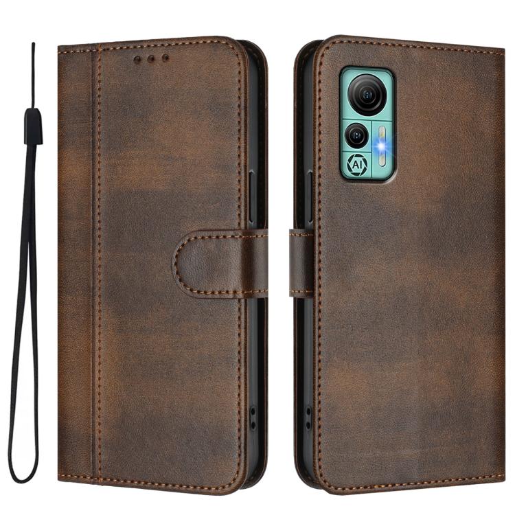 For Ulefone Note 14 Line Splicing Buckle Retro Leather Phone Case