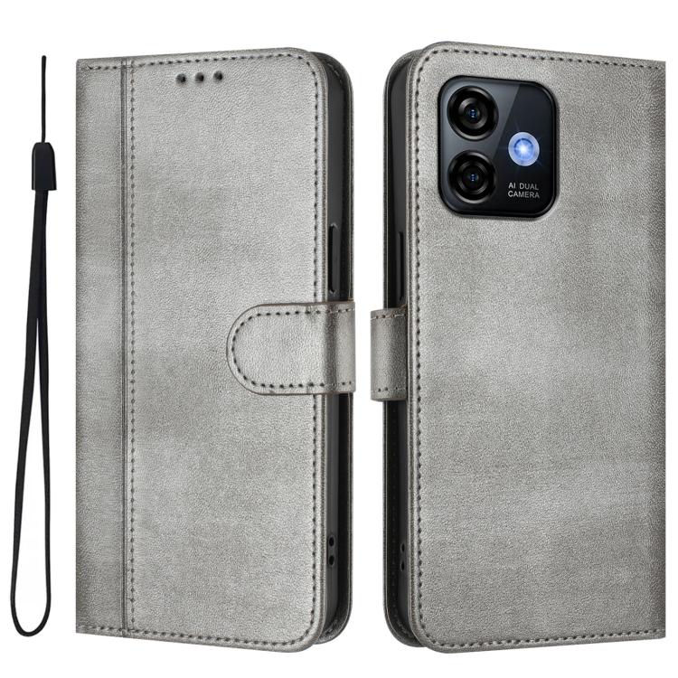 For Ulefone Note 16 Pro Line Splicing Buckle Retro Leather Phone Case