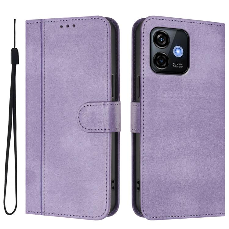 For Ulefone Note 16 Pro Line Splicing Buckle Retro Leather Phone Case