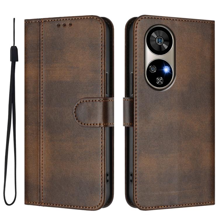For Ulefone Note 17 Pro Line Splicing Buckle Retro Leather Phone Case