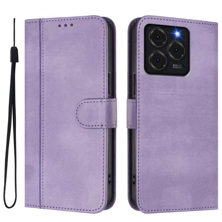 For Ulefone Note 20 Pro Line Splicing Buckle Retro Leather Phone Case