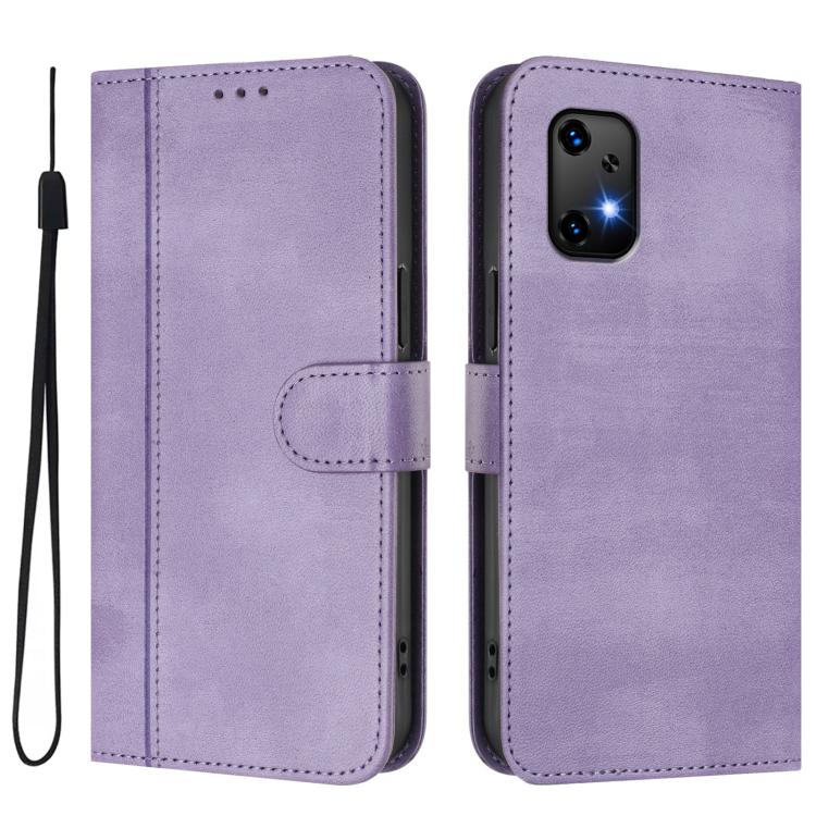 For UMIDIGI Bison X20 Line Splicing Buckle Retro Leather Phone Case