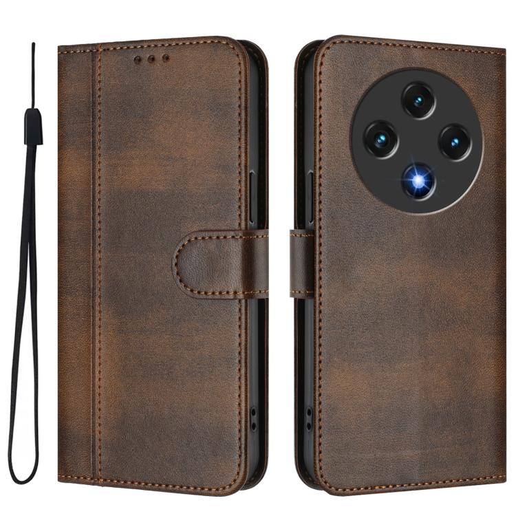 For UMIDIGI G100 Line Splicing Buckle Retro Leather Phone Case