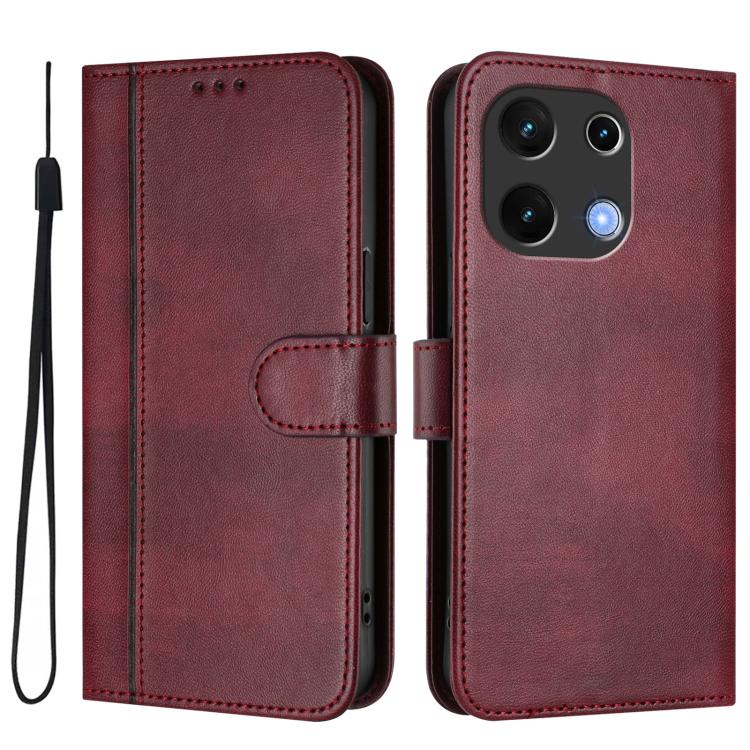 For UMIDIGI Note 100 Line Splicing Buckle Retro Leather Phone Case