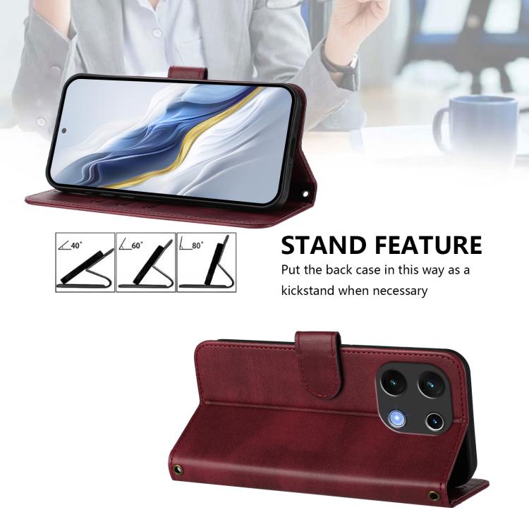 For UMIDIGI Note 100 Line Splicing Buckle Retro Leather Phone Case