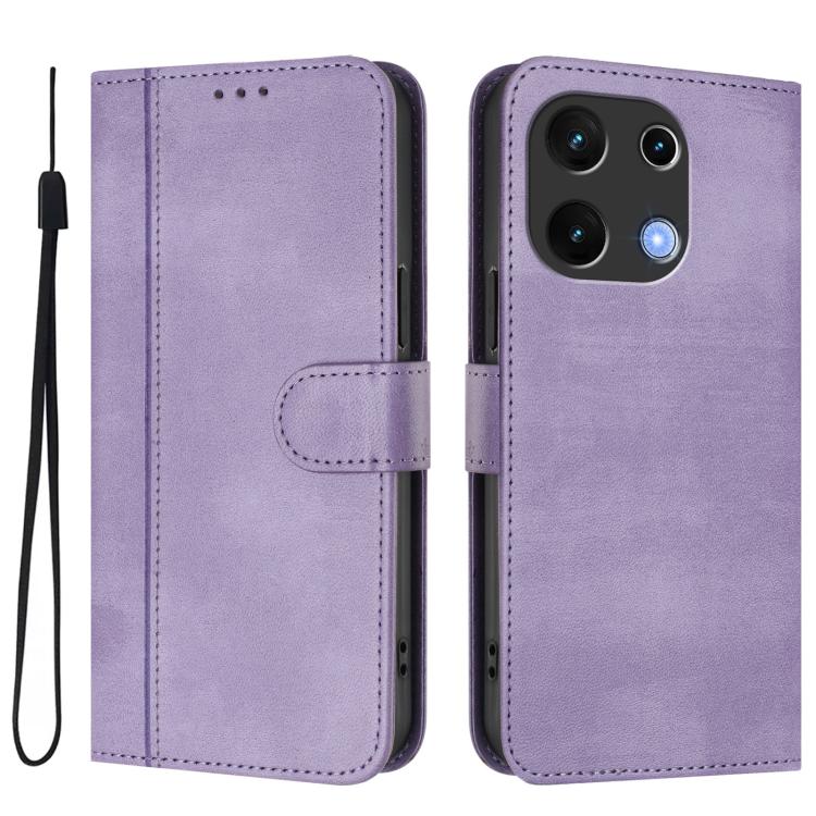 For UMIDIGI Note 100 Line Splicing Buckle Retro Leather Phone Case