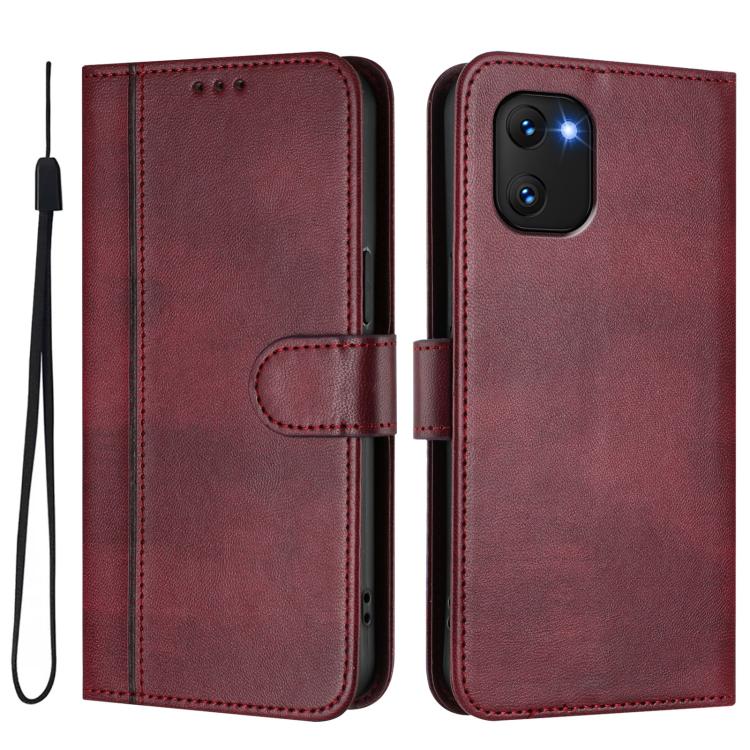 For UMIDIGI Power 7 / 7S Line Splicing Buckle Retro Leather Phone Case