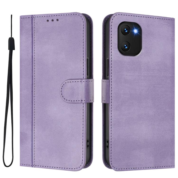 For UMIDIGI Power 7 / 7S Line Splicing Buckle Retro Leather Phone Case