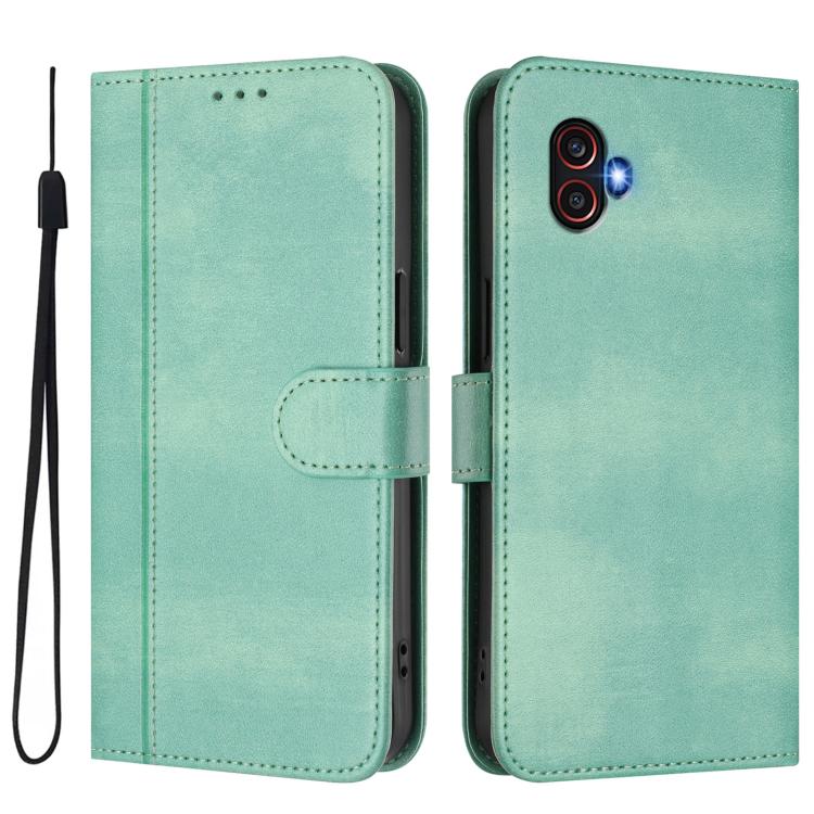 For Samsung Galaxy Xcover 6 Pro Line Splicing Buckle Retro Leather Phone Case
