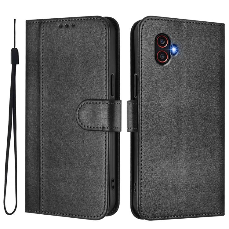 For Samsung Galaxy Xcover 6 Pro Line Splicing Buckle Retro Leather Phone Case