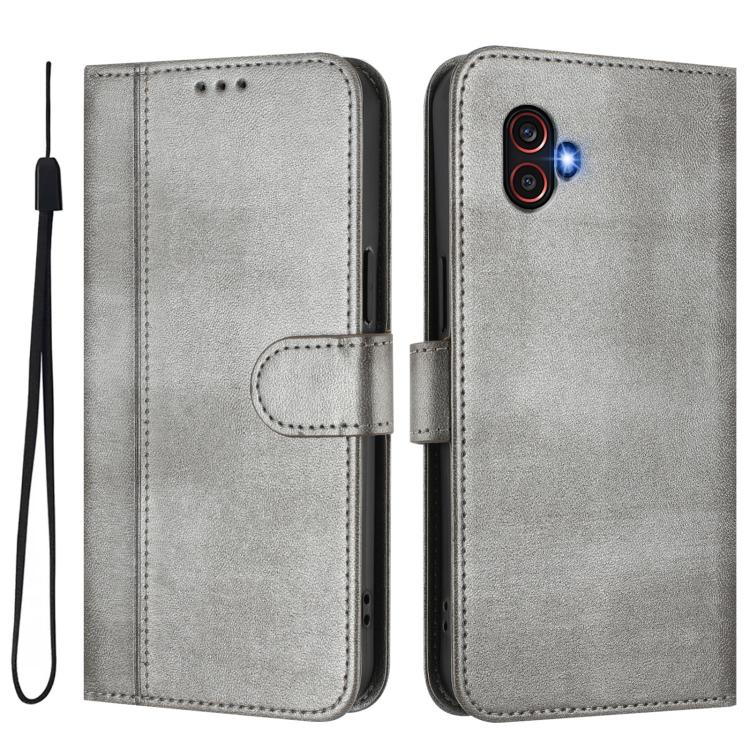 For Samsung Galaxy Xcover 6 Pro Line Splicing Buckle Retro Leather Phone Case