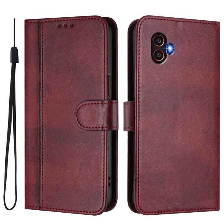 For Samsung Galaxy Xcover 6 Pro Line Splicing Buckle Retro Leather Phone Case