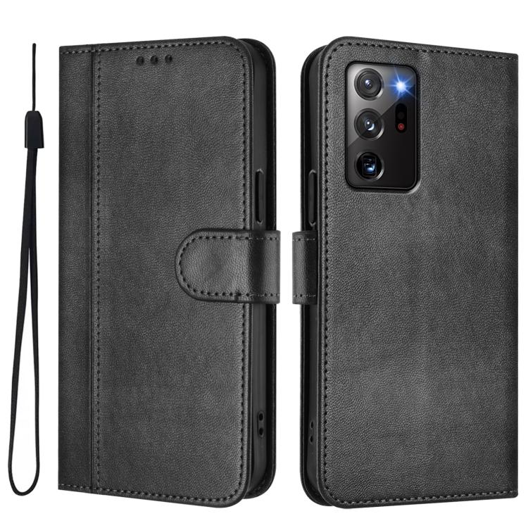 For Samsung Galaxy Note20 Ultra Line Splicing Buckle Retro Leather Phone Case