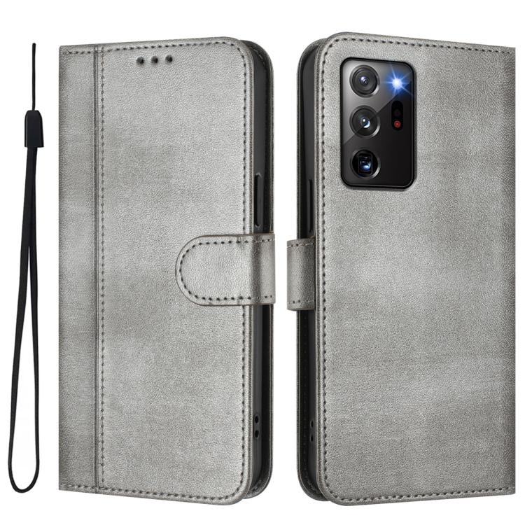 For Samsung Galaxy Note20 Ultra Line Splicing Buckle Retro Leather Phone Case