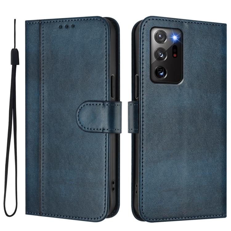 For Samsung Galaxy Note20 Ultra Line Splicing Buckle Retro Leather Phone Case