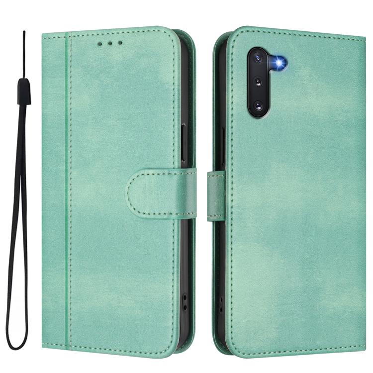 For Samsung Galaxy Note10 Line Splicing Buckle Retro Leather Phone Case