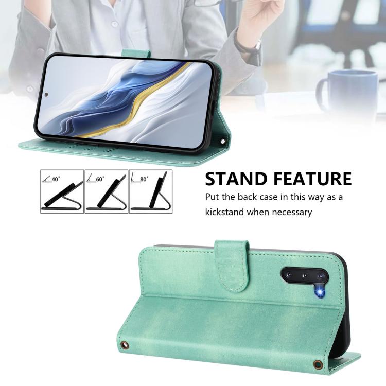 For Samsung Galaxy Note10 Line Splicing Buckle Retro Leather Phone Case