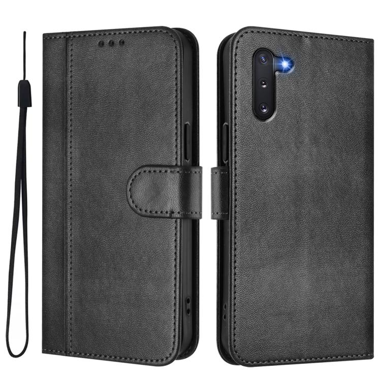 For Samsung Galaxy Note10 Line Splicing Buckle Retro Leather Phone Case