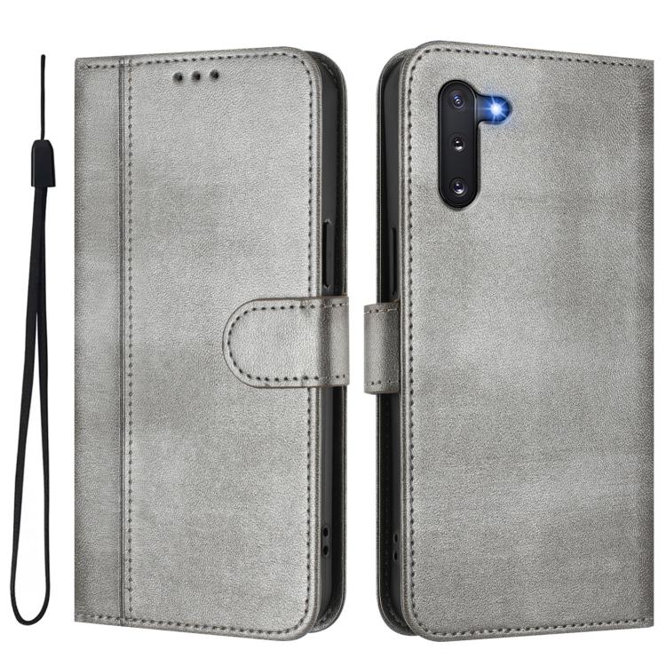 For Samsung Galaxy Note10 Line Splicing Buckle Retro Leather Phone Case