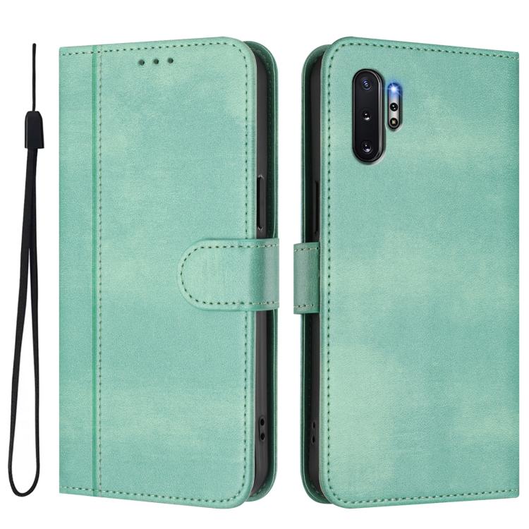 For Samsung Galaxy Note10+ Line Splicing Buckle Retro Leather Phone Case