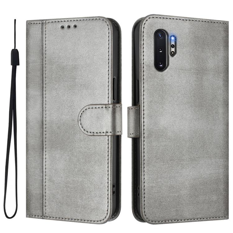For Samsung Galaxy Note10+ Line Splicing Buckle Retro Leather Phone Case