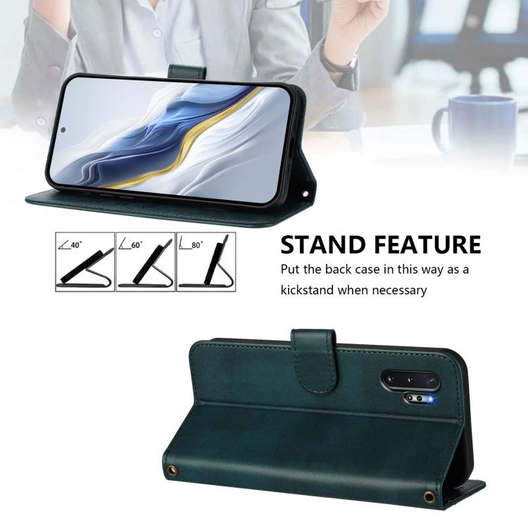 For Samsung Galaxy Note10+ Line Splicing Buckle Retro Leather Phone Case